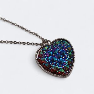 🌟3/$15 Multicolor Faux Crystal Heart Pendant Necklace